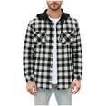 thumbnail image 3 of LNWUY Men's Classic Flannel Shirt Plaid Hoodie Fashion Long Sleeve Patchwork Fall Casual Button Down Shirts with Pockets Black XL, 3 of 6