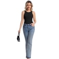 thumbnail image 6 of Women's High Neck Ribbed Tank Top 2-Pack Sleeveless Racerback Slim Fit Summer Casual White/Black Shirts, 6 of 7