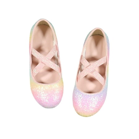 

Gomelly Kids Princess Shoe Color Block Mary Jane Flats Slip On Loafers Breathable Dance Shoes Children Girls Loafer Flat Pink 2Y