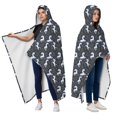 thumbnail image 2 of Wearable Blanket,Dark Cartoon Unicorn Leaf Pattern Hooded Wearable Flannel Blanket for Adults & Teens with Buckle,Winter Poncho Shawl Wrap Cape,50"x60", 2 of 5