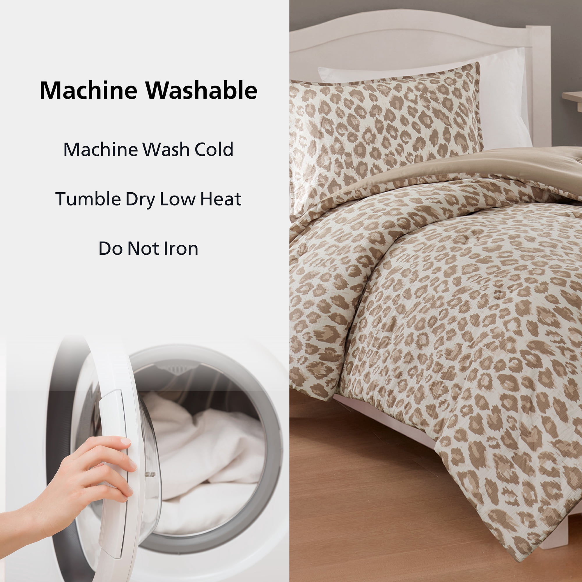 Mainstays Leopard Print 2-Piece Neutral Comforter Set, Twin/Twin XL