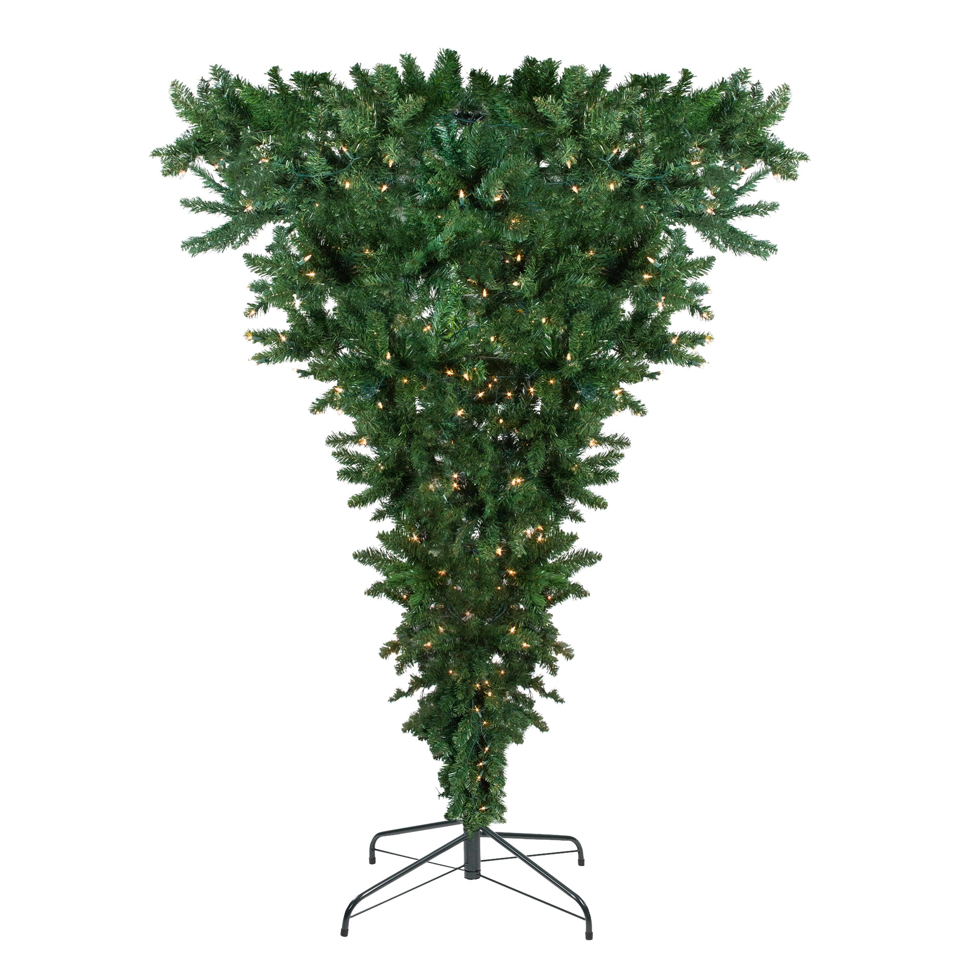 7.5' PreLit Green Spruce Artificial Upside Down Christmas Tree Clear