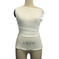 thumbnail image 4 of Women's Summer Sequin Decorative Pleated T-shirt, Slanted Neck Casual Top, Fashionable Women's Pleated T-shirt, Trendy Sequin Embellished Short Sleeve Shirt, 4 of 9