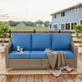 thumbnail image 3 of PARKWELL 9 Pieces Outdoor Patio Furniture Set 9-Seat High Back Wicker Conversation Set with Swivel Glider Chairs,Brown Wicker Navy Cushion, 3 of 13