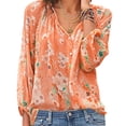 thumbnail image 1 of Blouse Mode Femme Polyester Col en V Ample Imprimé Floral Manches 3/4 Slim, 1 of 3