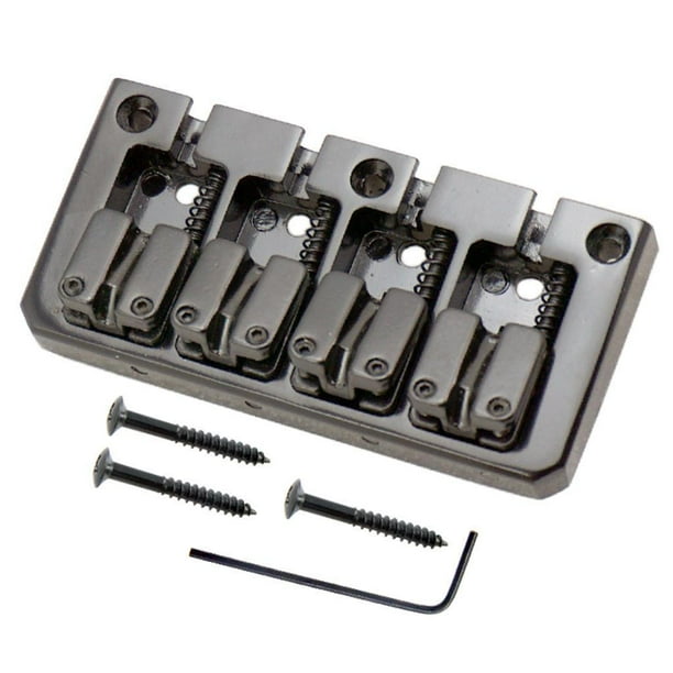 puente de bajo cuerdas con tornillos de llave para bajo eléctrico negro shamjiam 4 cuerdas Bass Guitar Bridge