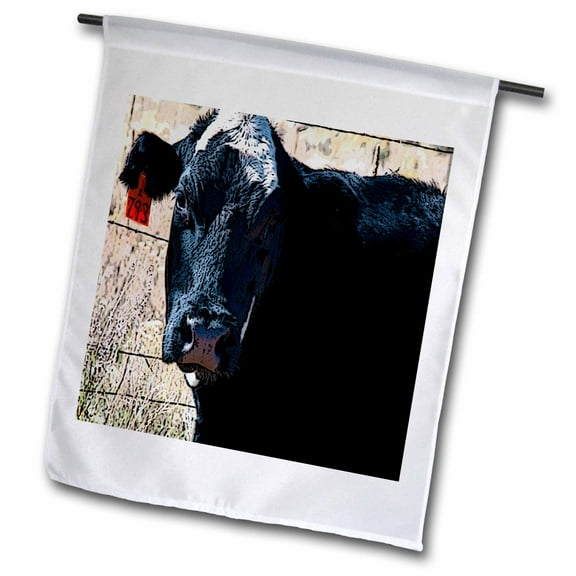 3dRose, Black and White Cow Up Close and Personal With Tag on its Ear in Pine Valley, Utah, 12 x 18 inch Garden Flag