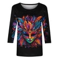 thumbnail image 5 of Aloohaidyvio Mardi Gras Shirts .Plus Size 3/4 Length Sleeve Womens Tops Round Neck Casual Tunic Tops Mardi Gras Shirts, 5 of 5