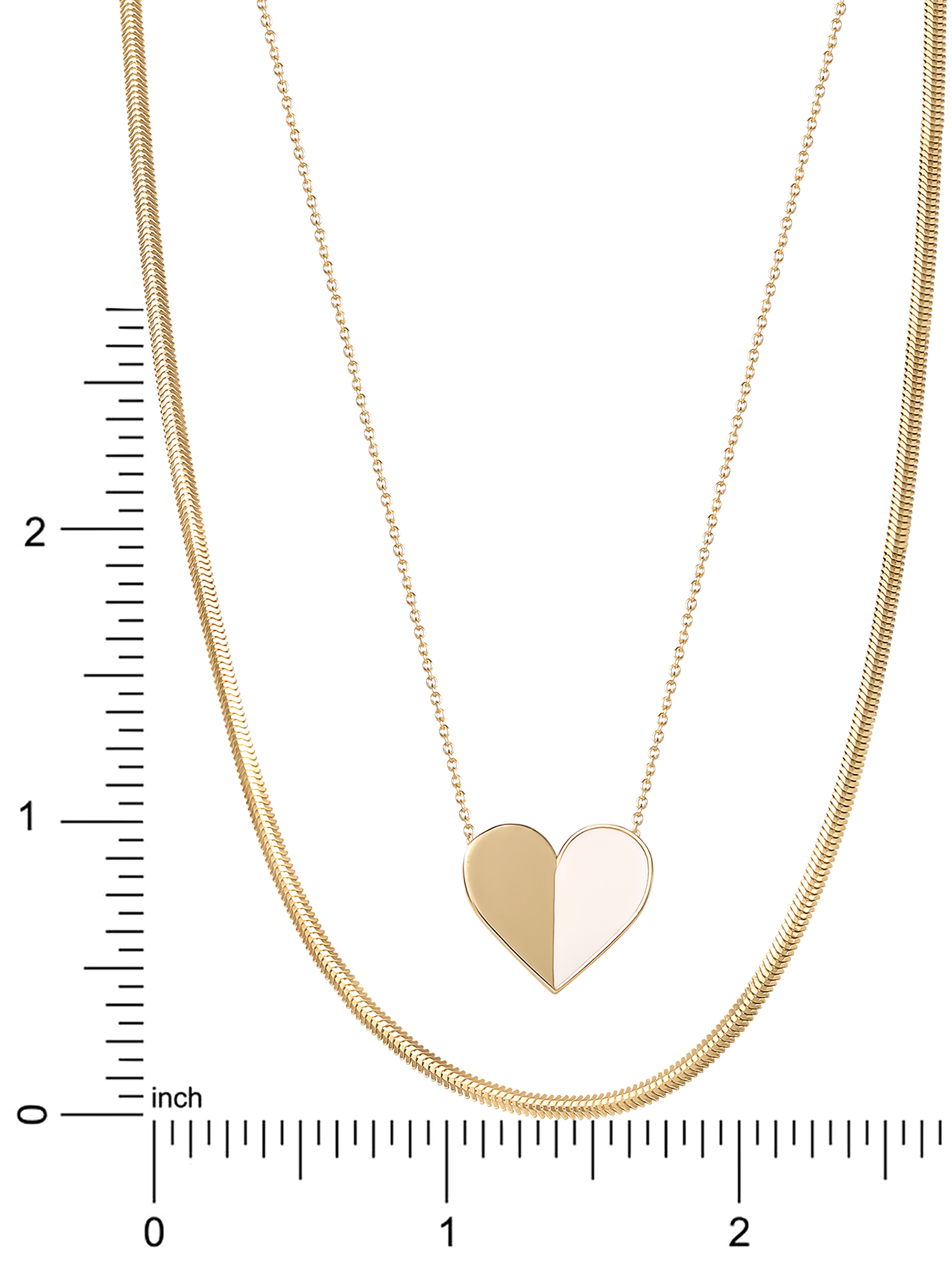 JS Jessica Simpson Women's Gold Plated Heart and Snake Chain Necklace Set