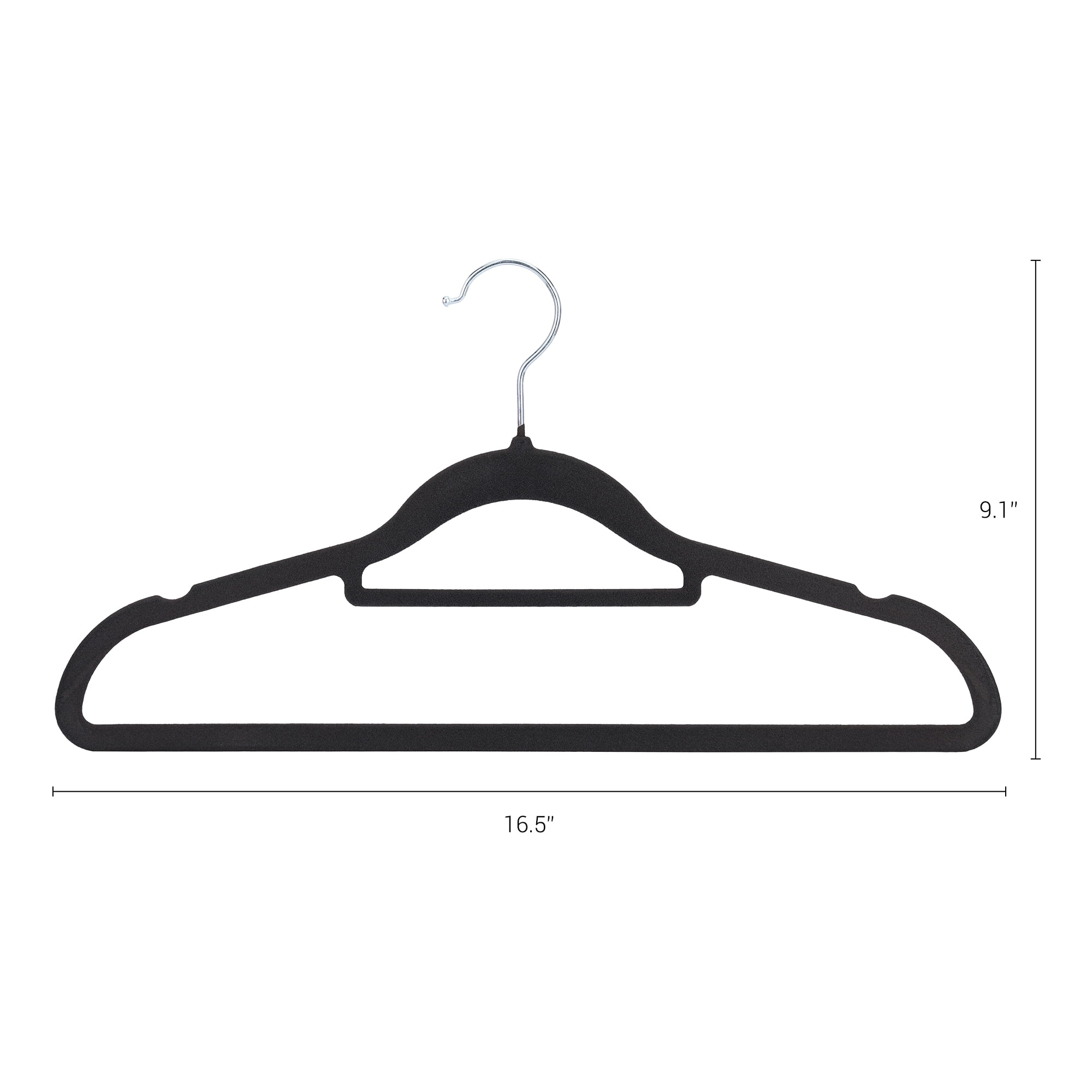 Unique Bargains Velvet Non-Slip Hangers Space Saving Clothes Hangers 30 Packs Black