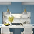 thumbnail image 2 of Evelyn&Zoe 12" Matte Gray/Brass Metal Pendant, 2 of 10