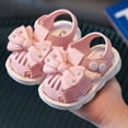 thumbnail image 2 of LOVZFMLL Infant Baby Girls Sandals with Bow Summer Squeaky Non-Slip Cute Flats for Newborn Toddler First Walkers Crib Shoes Pink 0-3 Months, 2 of 9