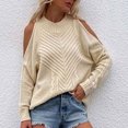 thumbnail image 4 of Lilgiuy Women Solid Color Casual Crew Neck Long Sleeve Loose T-Shirt Blouse Tops SweaterBeige6 Winter Clothes for 2022, 4 of 5