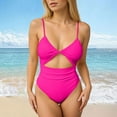 thumbnail image 2 of Womens One Piece Swimsuit Tummy Control Ruffled Bathing Suit V Neck Cutout Swim Suit Tie Back Swimwear, 2 of 5