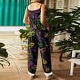 thumbnail image 3 of Fgvctg Mardi Gras Jumpsuits for Women Casual Wide Leg Pant Carnival Party Spaghetti Straps Vintage Mask Print Jumpsuit Sleeveless Bib Overalls Sprimg Romper Clothes With Pockets Dark Purple M, 3 of 4