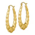 thumbnail image 4 of Auriga Fine Jewelry 10K Yellow Gold Satin and Hollow Fancy Hoop Earrings for Women(L-15mm; W-4mm), 4 of 5