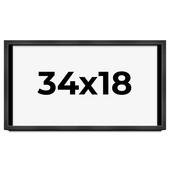 34x18 Frame Black Charcoal Grey Wood Textured Picture Frame | 0.75 Inch Moulding Width | Gunmetal