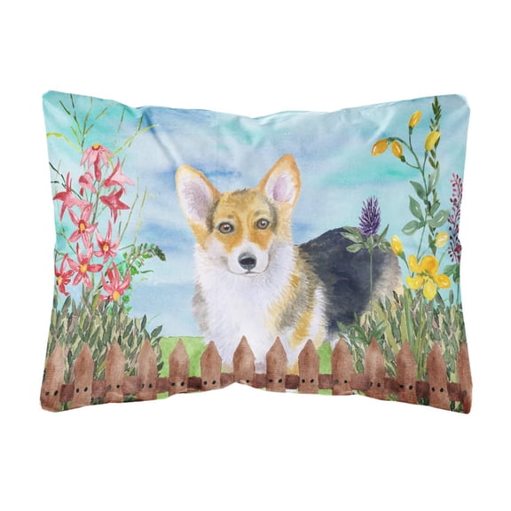 Carolines Treasures CK1204PW1216 Pembroke Corgi Spring Canvas Fabric Decorative Pillow  12H x16W multicolor