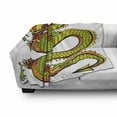 thumbnail image 3 of Dragon Soft Flannel Fleece Throw Blanket, Japanese Old Fashion Folk Myth Creature in Vibrant Toned Design, Cozy Plush for Indoor and Outdoor Use, 70" x 90", Lime Green Marigold Red, by Ambesonne, 3 of 6
