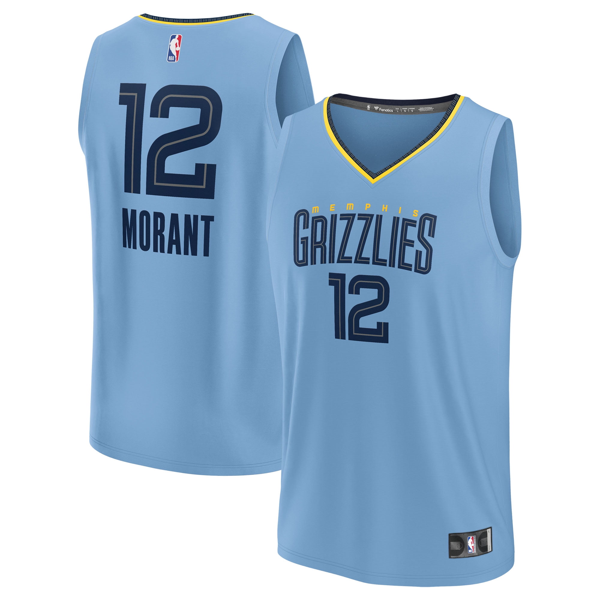 Men's Fanatics Ja Morant Light Blue Memphis Grizzlies Fast Break Replica Player Jersey - Statement Edition