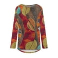 thumbnail image 4 of Sweat-shirts à Manches Longues pour Femmes Mode Imprimé Décontractée Blouses Tops Hi-Lo Ourlet Longue Chute, 4 of 5