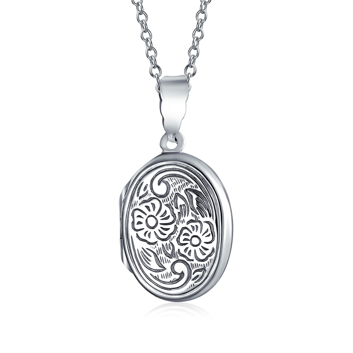 Bling Jewelry Vintage Style Embossed Photo Oval Lockets for Women