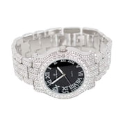 Charles Raymond Blinged Out Silver Round Luxury Mens Hip Hop Wristwatch w/Iced Out Bracelet - L0504RNB ZZ SLV Black Panther