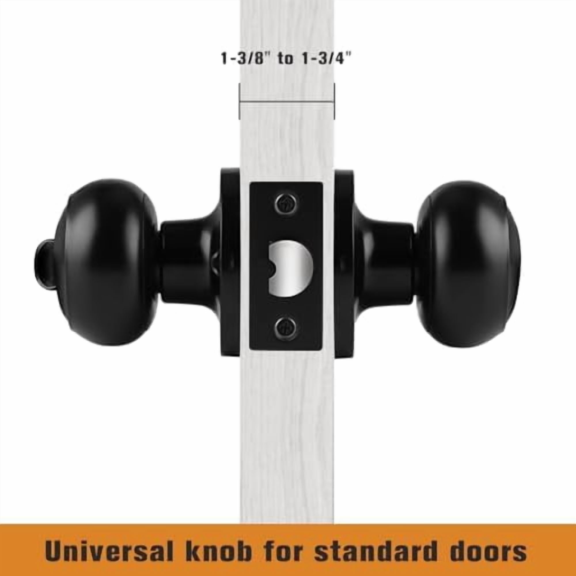 Black Door Knobs, Privacy Door Knob for Bathroom Bedroom, Interior Door Knob with Thumb Turning Locking Button, 4 Pack