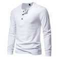 thumbnail image 3 of CENL Mens Casual Long Sleeve T-shirt Henley Grandad V Neck Button Solid Tee Shirt Top, 3 of 9