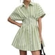 thumbnail image 1 of Vestido camisero JEIBKOUY para mujer, manga corta, de verano, a rayas, 1 of 5