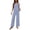 Blue, variant on Women's Trousers Suit Vertical Striped Matching 2 Piece Outfits, Square Neck Sleeveless Cami Top And High Waist Wide Leg Pants, Women Summer Casual Lounge Beach Travel Holiday Wear, Black L