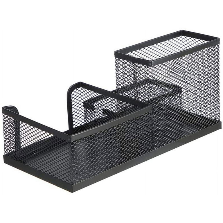 Powerful Deli 9175 Metal Mesh Multi-functional Office Pen Holder Black