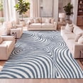thumbnail image 4 of JONATHAN Y SCANDINAVIAN 5' x 8' Area Rug, Maribo Abstract Groovy Striped - Dark Blue/Cream, SCN103E-5, 4 of 7