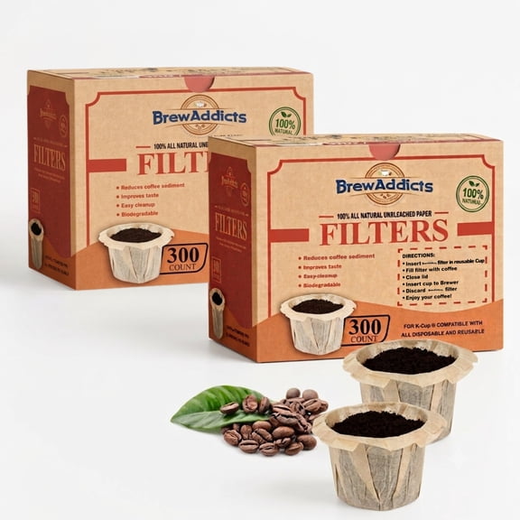 Brew Addicts Unbleached Paper Coffee Filters for Keurig Machines - 600 Count