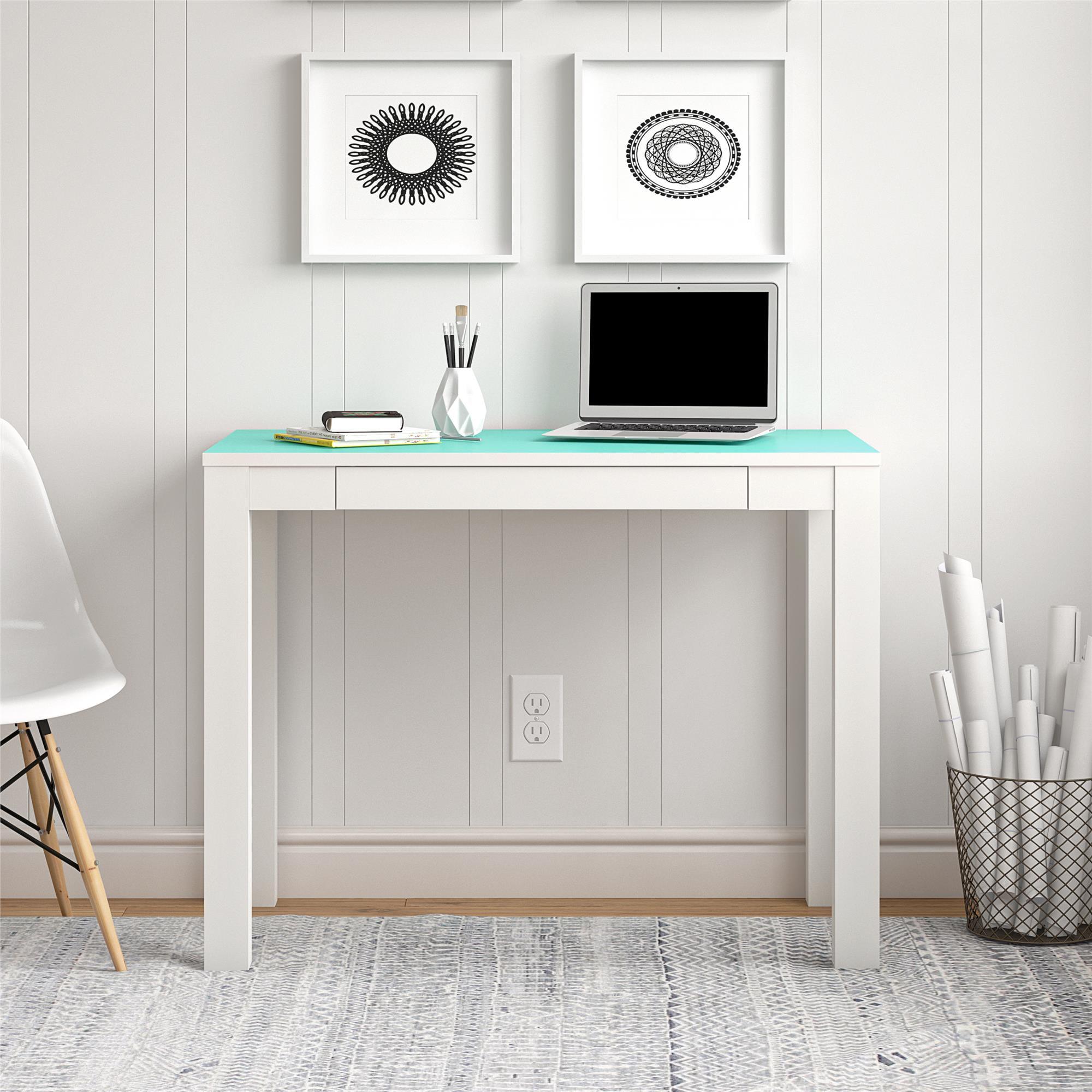 Buy Ameriwood Home Parsons Computer Desk with Drawer, White/Spearmint