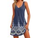 thumbnail image 1 of vestido casual de mujer con bolsillos vestido de playa boho de verano blusas florales para mujer camisetas vestido con cuello en v vestidos sin mangas sueltos azul marino / xl, 1 of 7