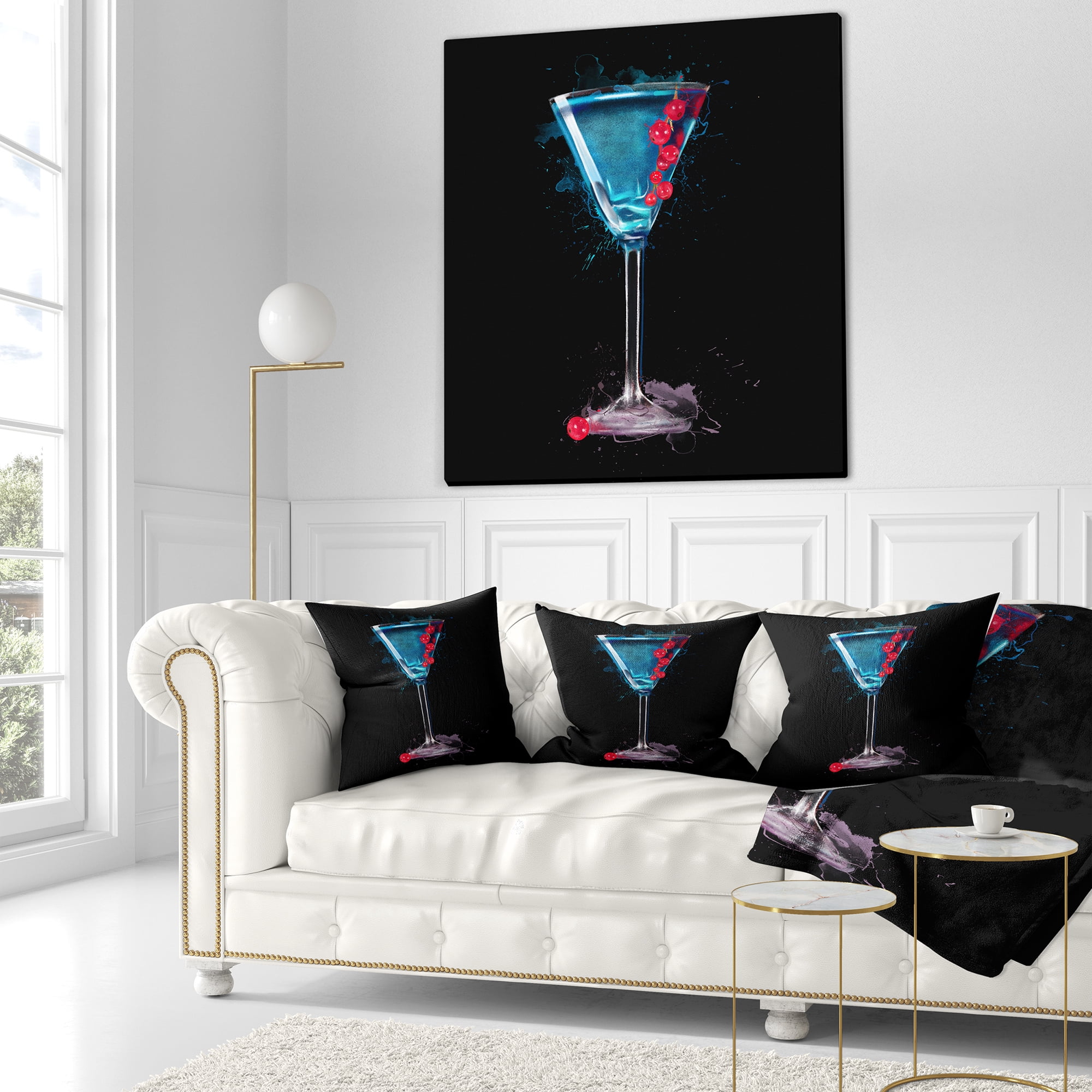 Designart Cocktail Margarita with Berries - Modern Throw Pillow - 18x18