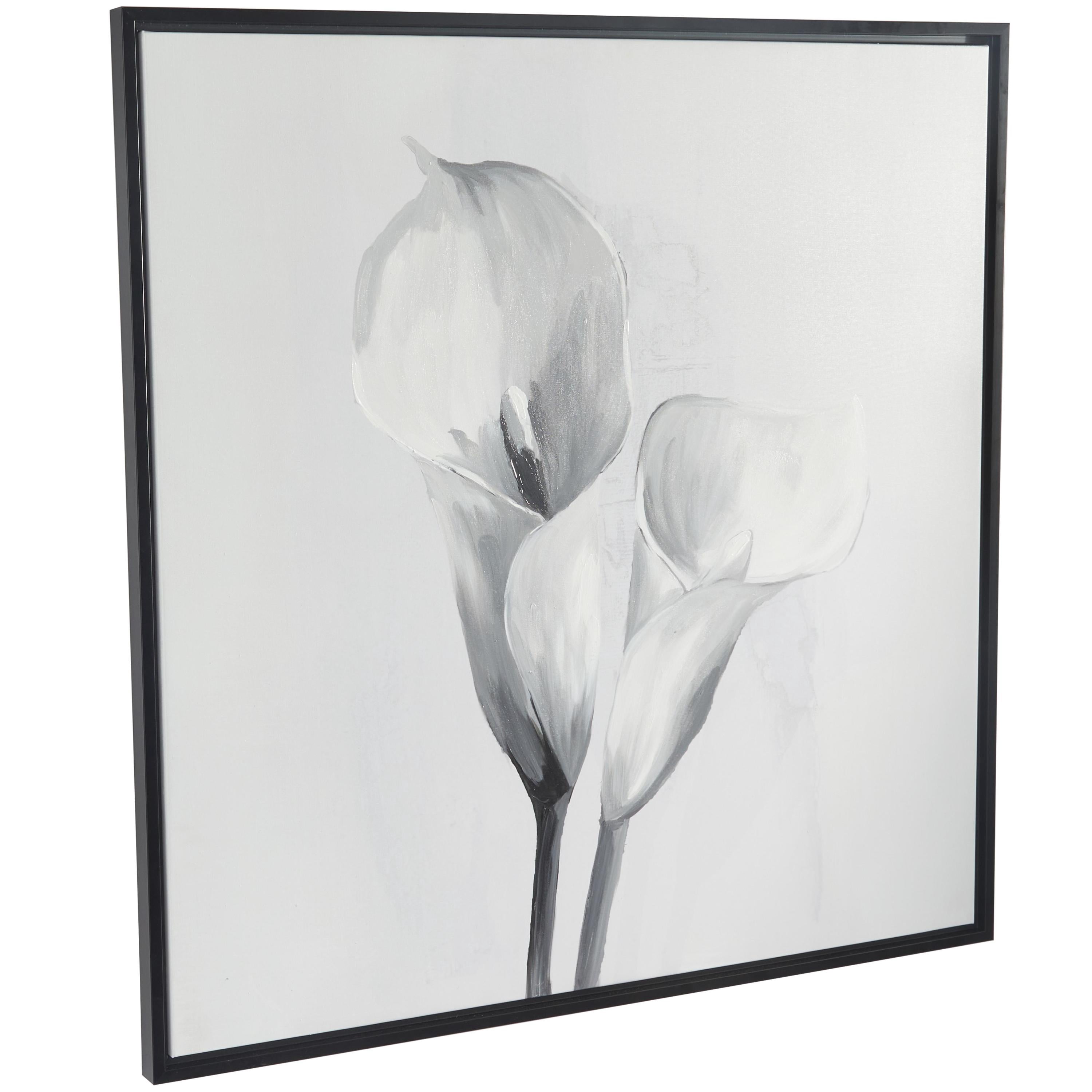 37" x 37" Shaded Tulip Floral Framed Wall Art with Black Frame, by DecMode