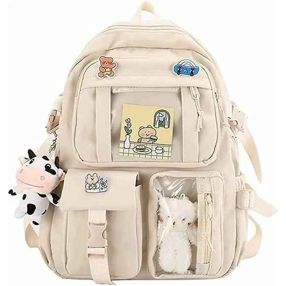 Backpack, Girs Backpacks,backpack With Pin And Accessories, Large Capacity Cute Bear Accessories Backpack For School Multi Pocket Handbag School Bag F
