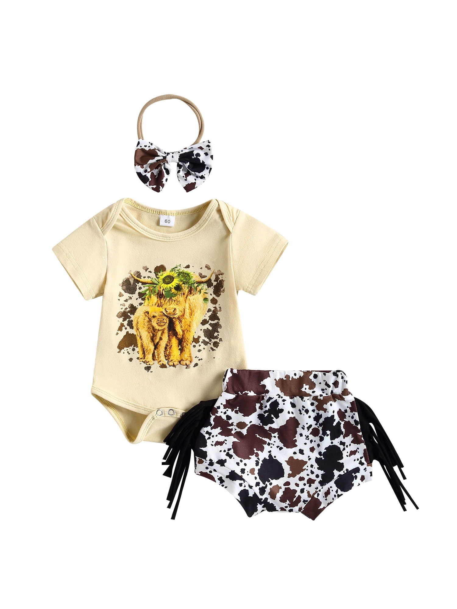 Western Infant Baby Girl Summer Clothes Letter Short Sleeve Romper Top