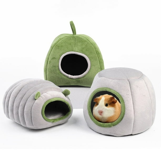 Warm Hamster Bed Rat Hedgehog Squirrel House Nest Pad for Pet Cage  Color:green Specification:Stump nest 