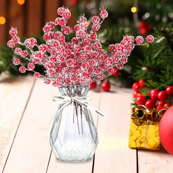 Uonlytech Artificial Red Berry Stems Realistic Plant Ornament for Home