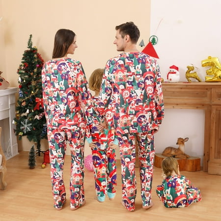 

Floral style warm family pajamas