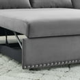 thumbnail image 3 of MH Grey Velvet Sleeper Sofa Bed w/USB, 3-in-1 Adjustable Pull-Out Couch, High-Density Foam, 2 Lumbar Pillows, Side Pocket - Perfect for Living Room & Bedroom, 3 of 11