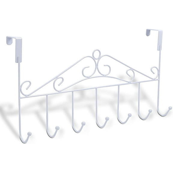 Casewin Over the Door Hooks - 7-Hook Rack - Door Hanger Hook for Hats, Coats, Towels, Jackets, Bags - Organizer Hangers Rack for Bathrooms, Bedroom, Kitchen, Back Door, and More - (White)