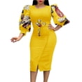thumbnail image 2 of DPTALR Femmes Casual Imprimé Floral Bulle Manches Mi-Longues Plus Robe de Taille, 2 of 7