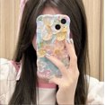 thumbnail image 1 of Wavy Edge Glass Retro Flowers Suitable For Iphone16Promax Mobile Phone Case Apple 14 With Bracelet 14Pro, 1 of 1
