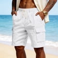 thumbnail image 7 of Lumtrix Mens Cotton Baggy Cargo Shorts Drawstring Stretch Elastic Waist Casual Work Short with Pockets White L, 7 of 7