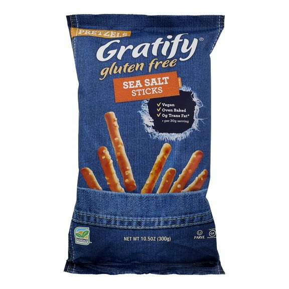 Gratify Pretzel Stick - Sea Salt - Case of 6 - 10.5 oz.