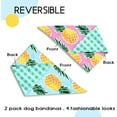 thumbnail image 3 of Summer Dog Bandanas 2 Large Pack,Tropical Pink Blue Pineapple Plaid Reversible Adjustable Triangle Pet Scarves for Boy and Girl,Cute Fruit Bandana for Small Medium Large Dogs Cats(Large), 3 of 5